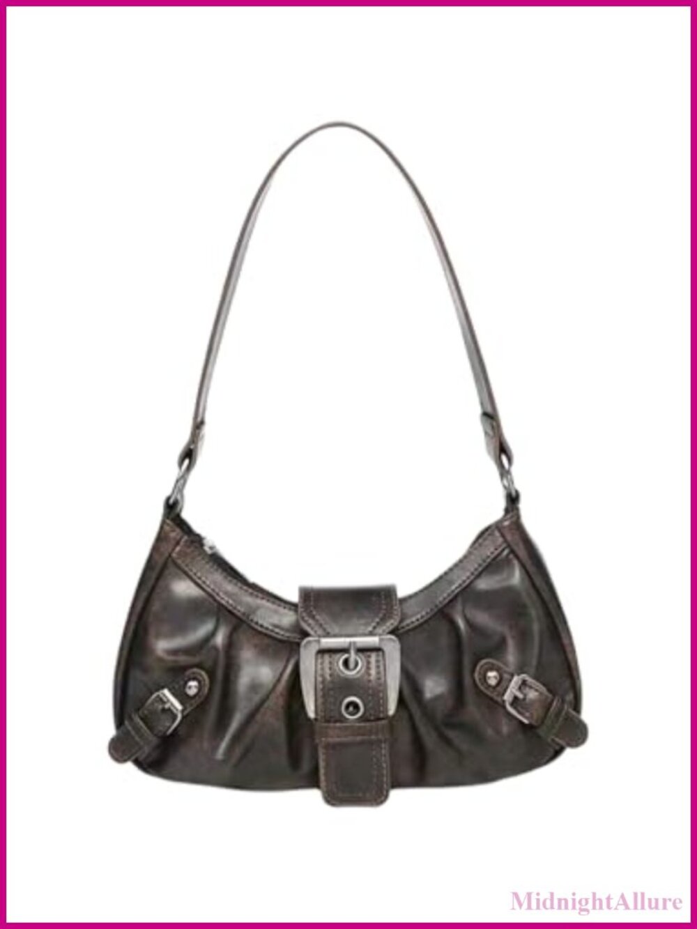 Faux Leather Buckle Shoulder Bag Punk PU Handbag Clutch Purse